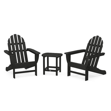 POLYWOOD Classic Adirondack 3-Piece Set W/ South Beach 18-Inch Side Table - Black